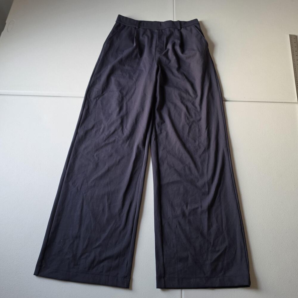 Halara Dress Pants Womens M Tall Gray Wide Leg Jersey Pull On Work Office Travel